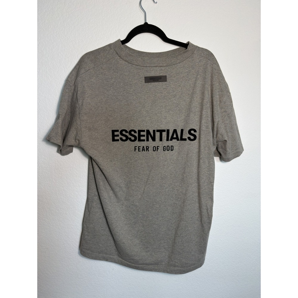 Fear of God Essentials Men's Dark Oatmeal Logo T-Shirt Size S